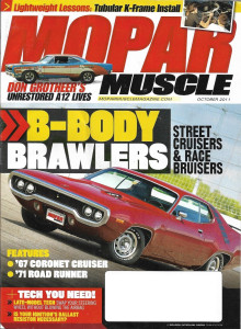 MOPAR MUSCLE 2011 OCT - NASTY B-BODIES, TUBULAR K-FRAME INSTALL